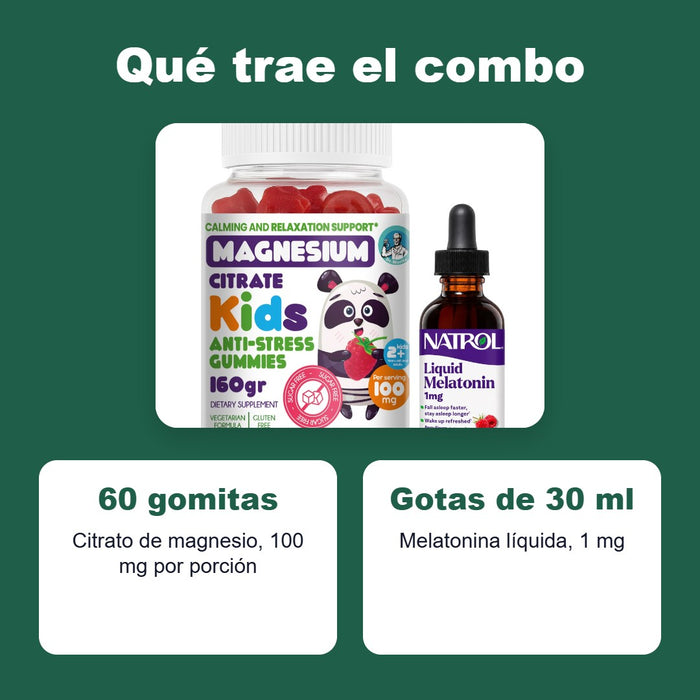 Qué trae el combo: 60 gomitas y gotas de 30 ml