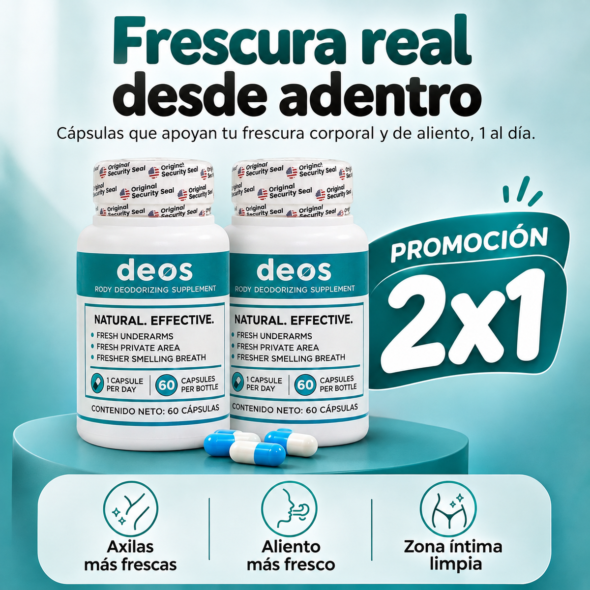 Deos: cápsulas que ayudan a controlar el olor corporal desde adentro