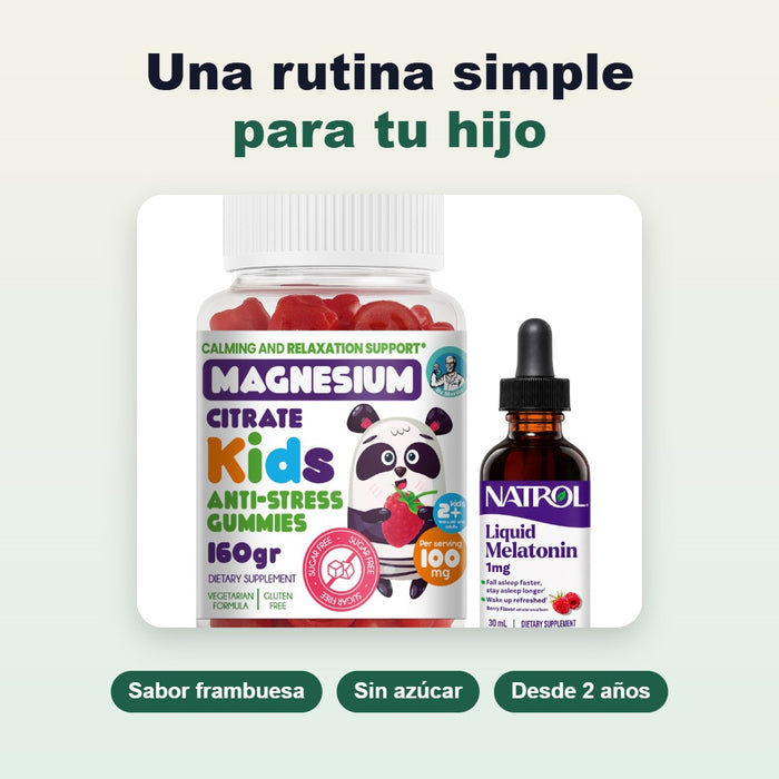 Gomitas de magnesio y gotas de melatonina para la rutina de tu hijo