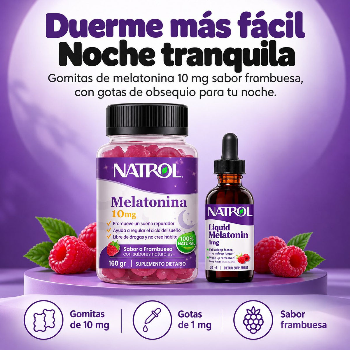 Gomitas de melatonina 10 mg + gotas de obsequio para conciliar el sueño